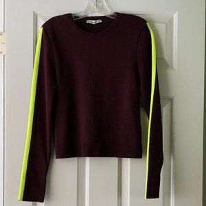 Women's Zara Knit Burgundy Neon Sweater Sz M